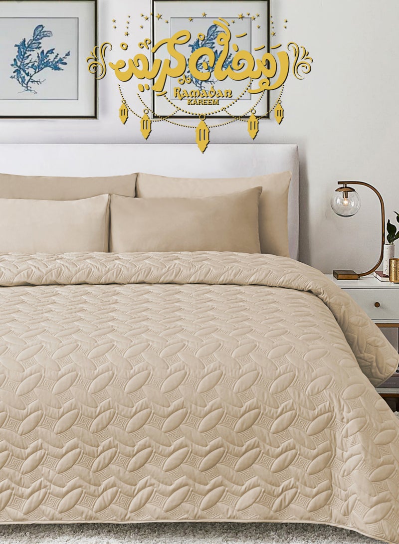 Master Home Textile 4Piece Microfiber Bedspread Set Fits 200 x 200 cm Double Size Bed King Size Compressed Comforter Set Elmira Series - Image 1